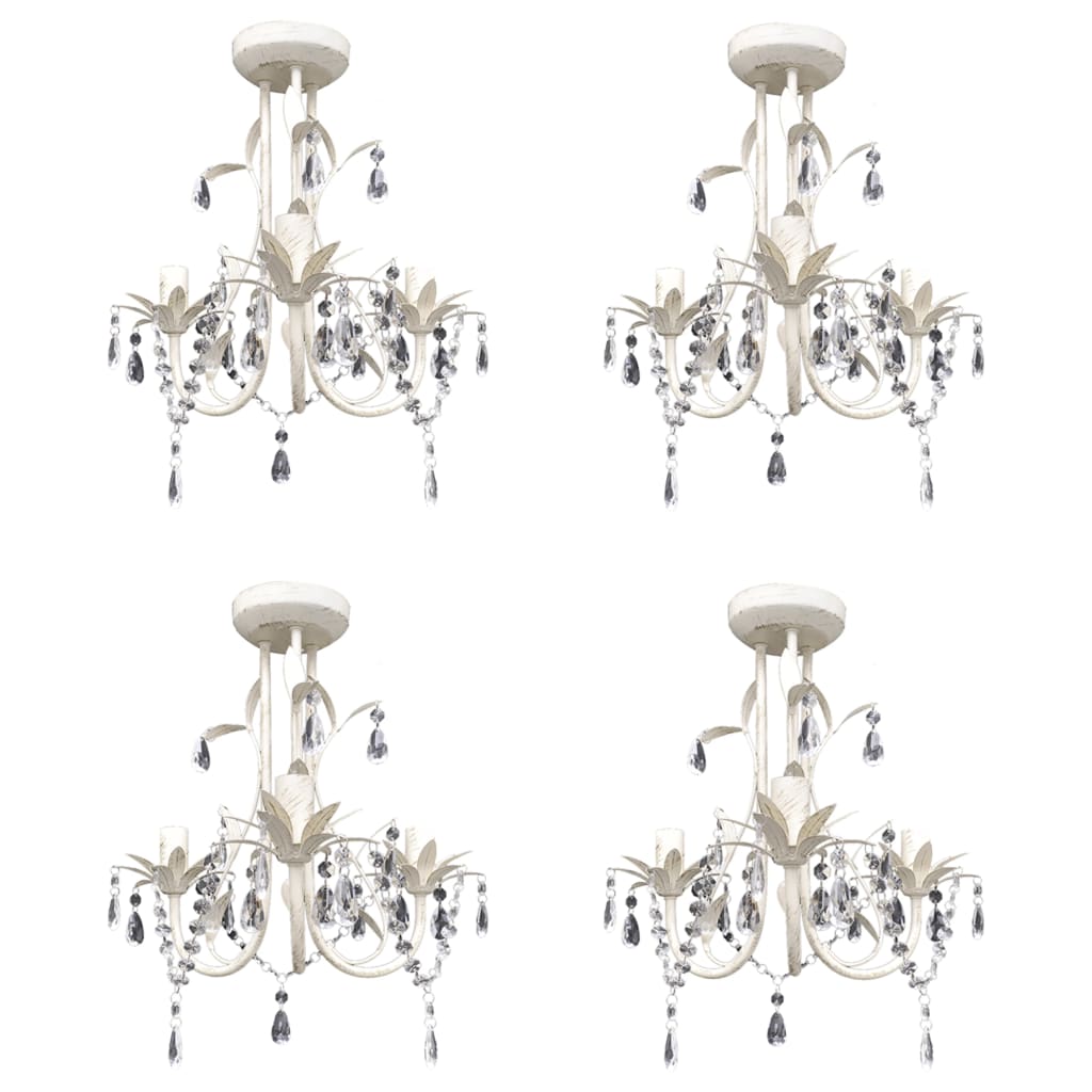 Kristall-Deckenleuchte Kronleuchter 2 Stk. Elegantes Weiß