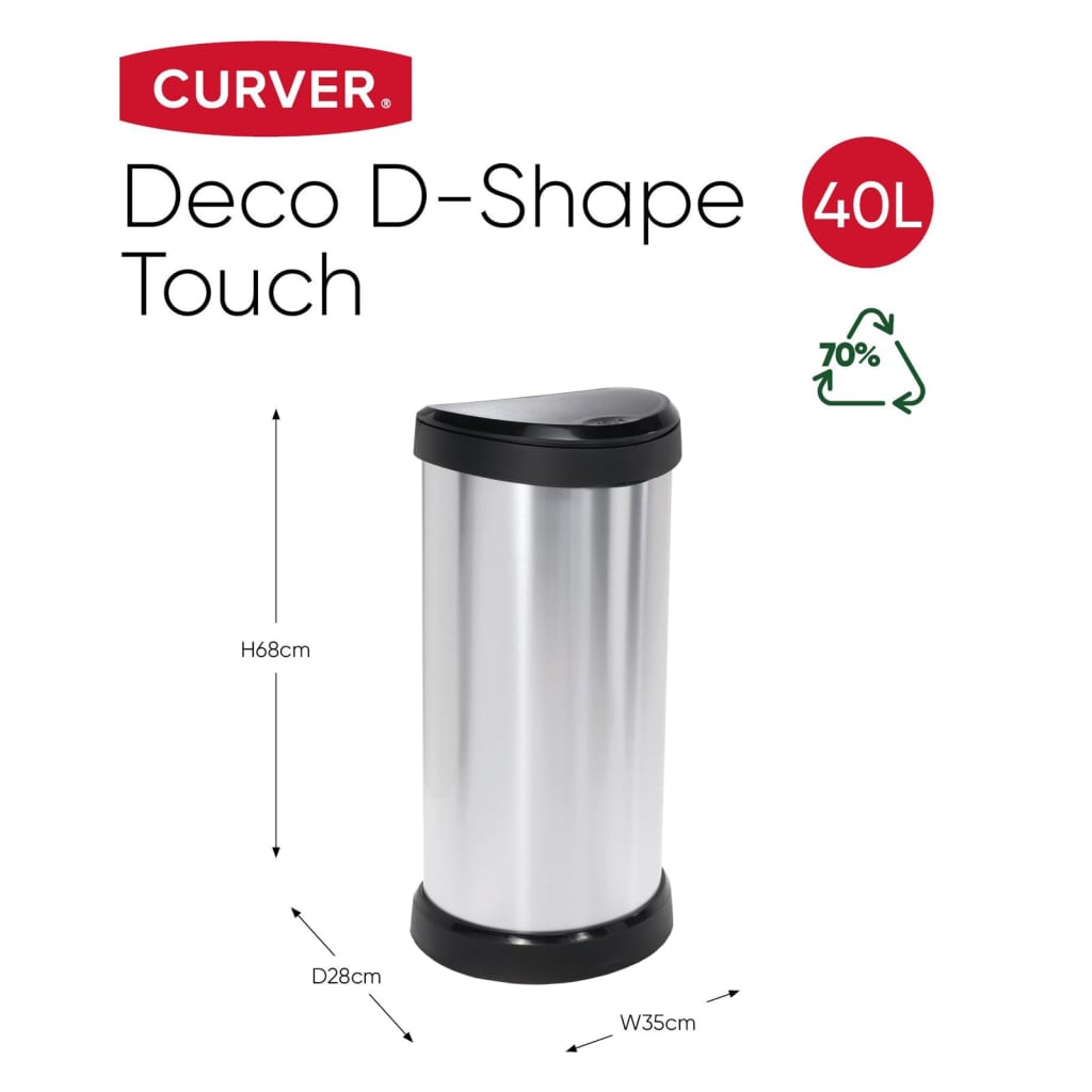 Curver Abfalleimer Deco Oval 40L Silbern Stilecasa