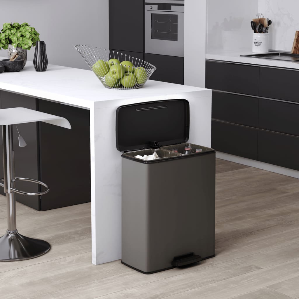 Curver Duo Tretmülleimer Deco 26L+26L Grau