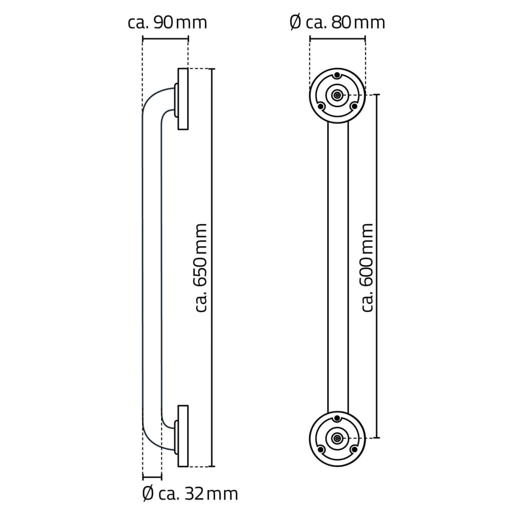 RIDDER Haltegriff 60 cm Schwarz Aluminium