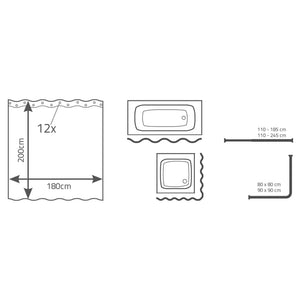 RIDDER Duschvorhang Smile 180 x 200 cm