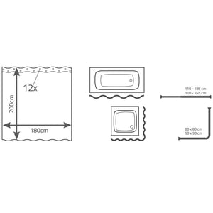 RIDDER Duschvorhang Layer 180×200 cm