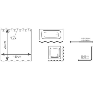 RIDDER Duschvorhang Brilliant 180x200 cm