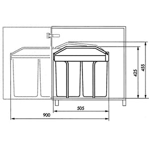 Hailo Schrank-Mülleimer Multi-Box Duo 2×14 L Cremeweiß Größe L 3659-001