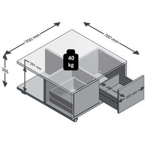 FMD Mobiler Couchtisch 70×70×35,5 cm Betongrau und Hochglanz-Weiß