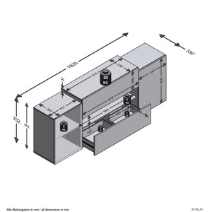 FMD TV-Schrank 182x33x70,2 cm Weiß und Artisan-Eiche