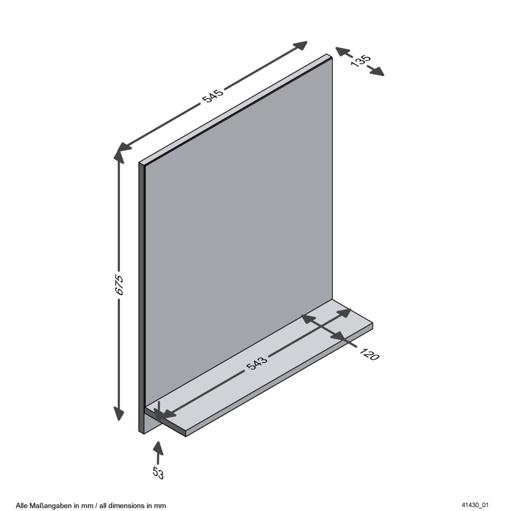 FMD Wandspiegel mit Ablage 54,5x13,5x67,5 cm Artisan-Eiche