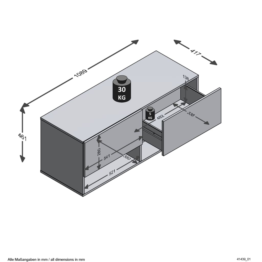 FMD Aufbewahrungsbank mit 2 Schubladen 108,9x41,7x46,1 cm Stilecasa