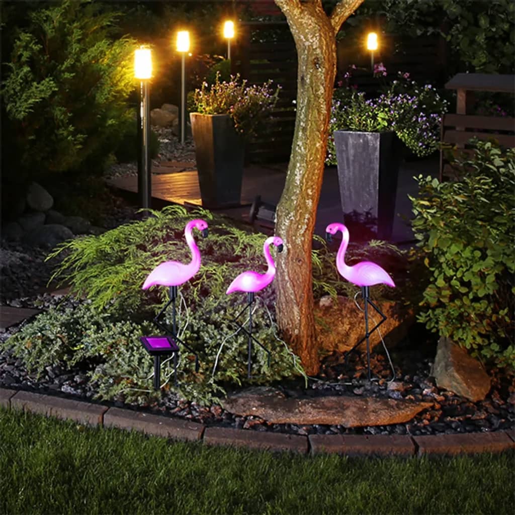 HI Solar LED Gartenleuchten Flamingo 3-tlg.