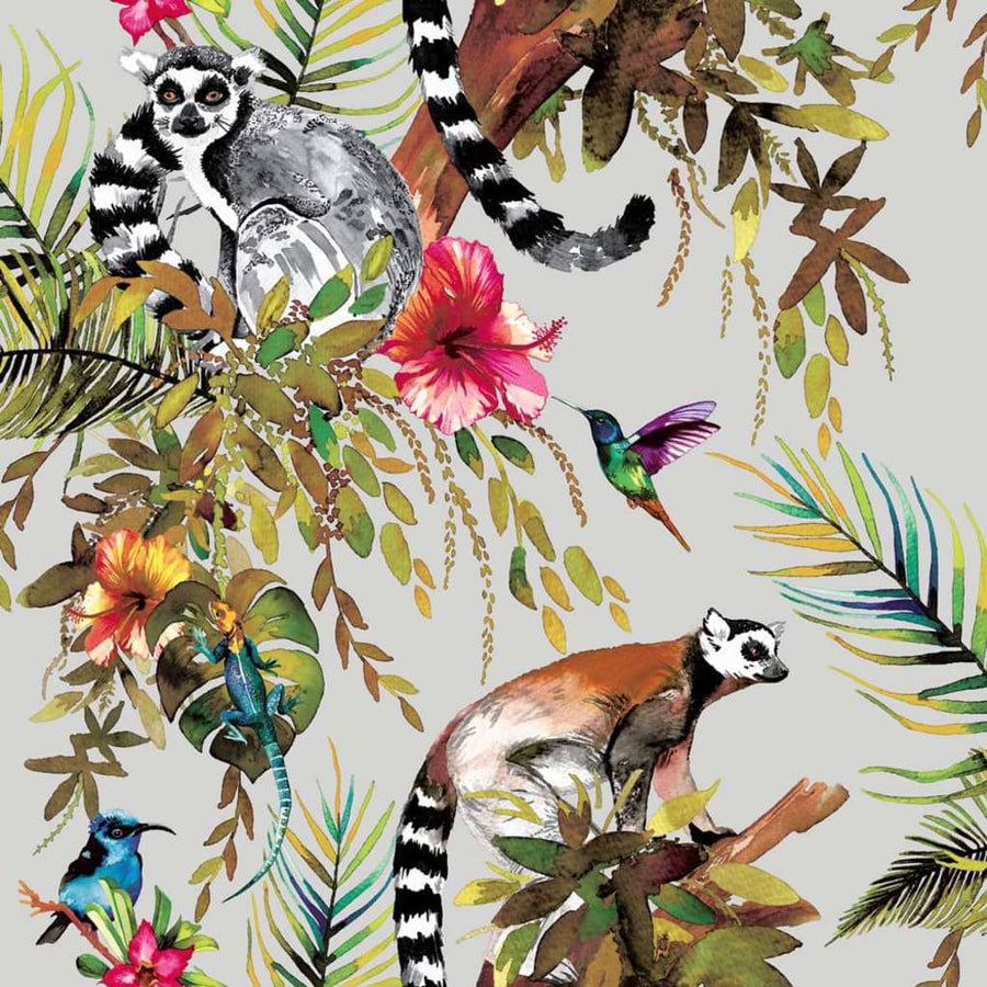 DUTCH WALLCOVERINGS Tapete Lemur-Motiv Silber Stilecasa