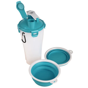 FLAMINGO 2-in-1 Haustier-Reisebecher für Wasser/Futter Trinka Blau