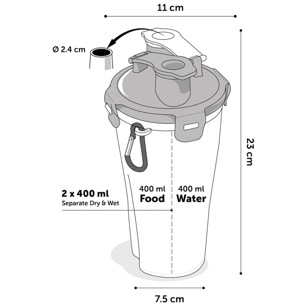 FLAMINGO 2-in-1 Haustier-Reisebecher für Wasser/Futter Trinka Blau