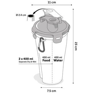 FLAMINGO 2-in-1 Haustier-Reisebecher für Wasser/Futter Trinka Blau