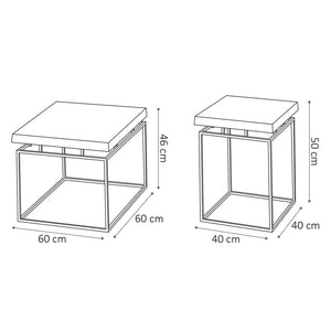 Rousseau 2-tlg. Couchtisch-Set Aron Metal Grau und Rostbraun Stilecasa