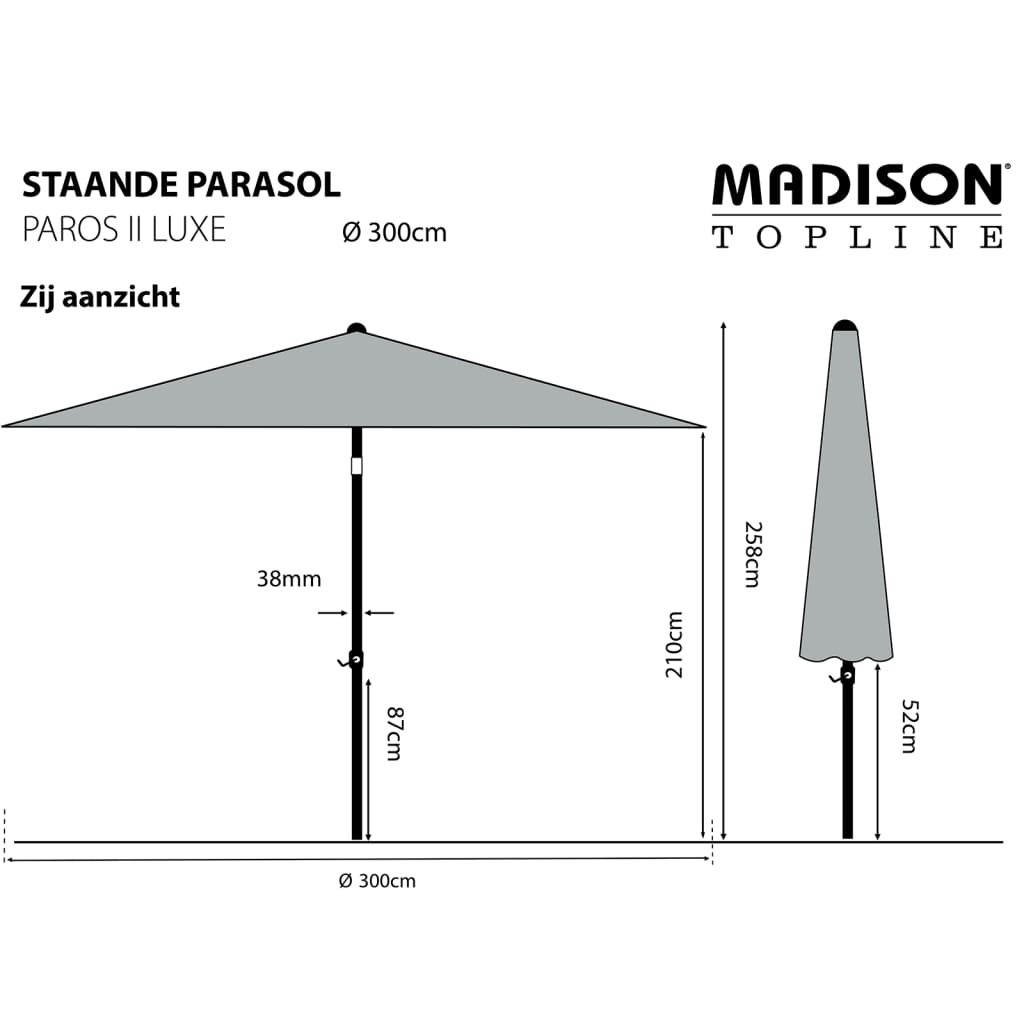 Madison Sonnenschirm Paros II Luxe 300 cm Salbeigrün