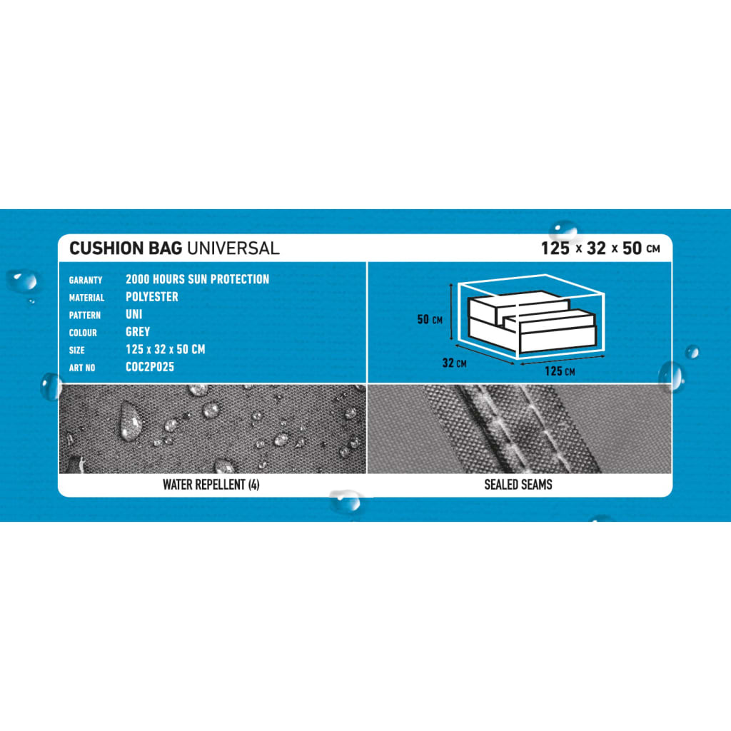 Madison Gartenauflagen-Abdeckung 125x32x50 cm Grau