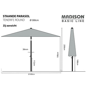 Madison Sonnenschirm Tenerife 300 cm Rund Ecru Stilecasa