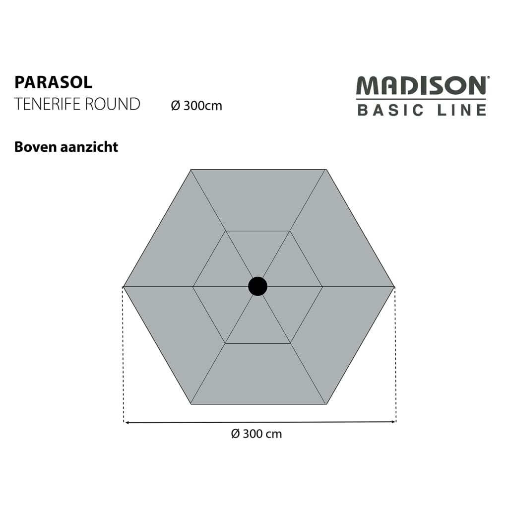 Madison Sonnenschirm Tenerife 300 cm Rund Apfelgrün