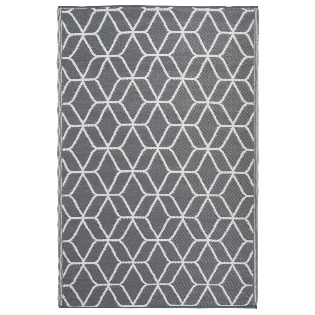 Esschert Design Outdoor-Teppich 180x121 cm Grau und Weiß OC25