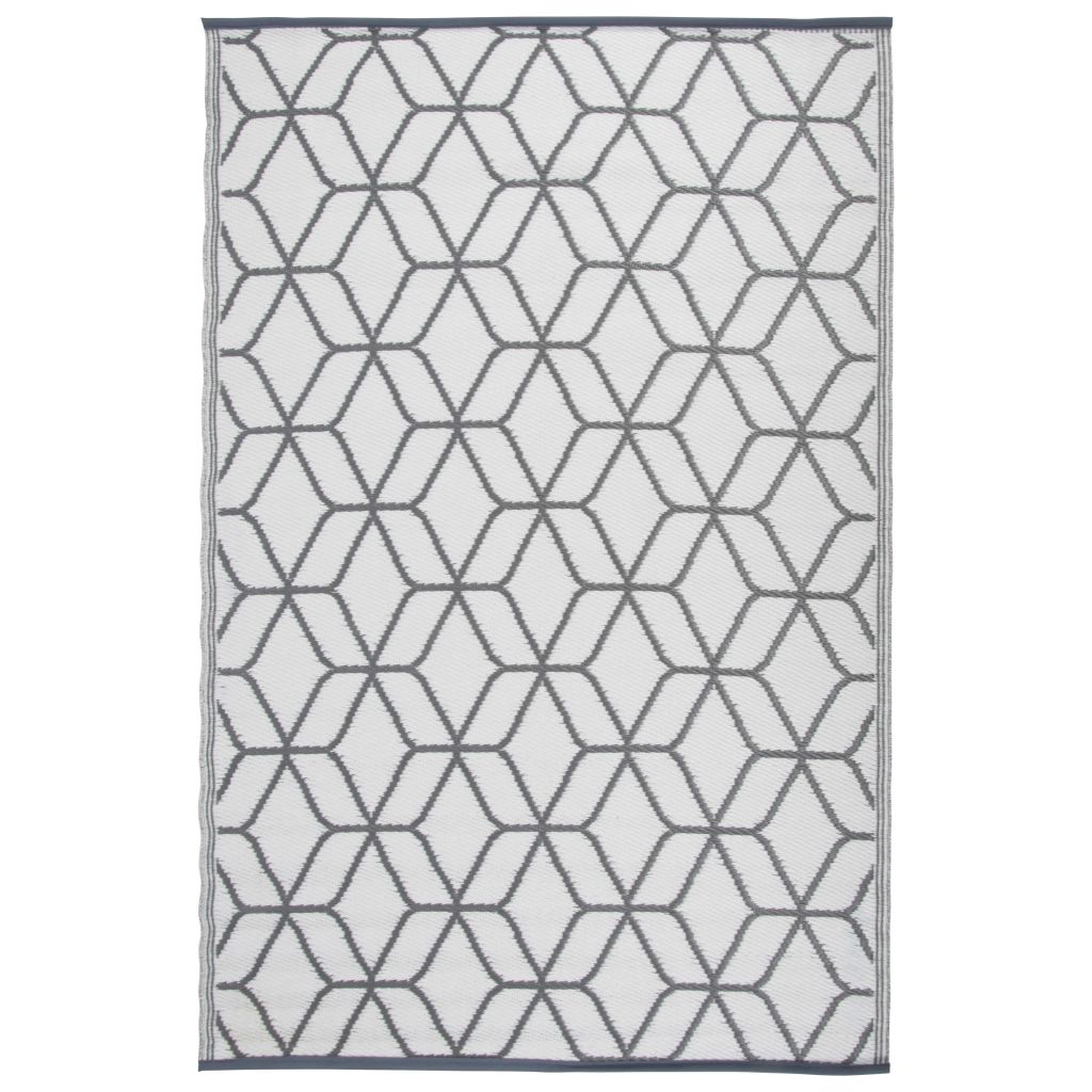 Esschert Design Outdoor-Teppich 180x121 cm Grau und Weiß OC25