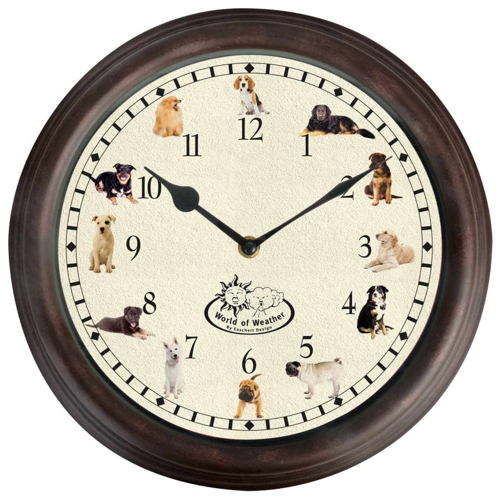 Esschert Design Uhr mit Hundegeräuschen