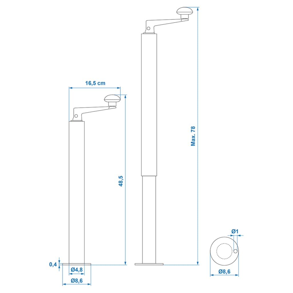 ProPlus Verstellbarer Anhängerständer D48 mm 40-65 cm 341517