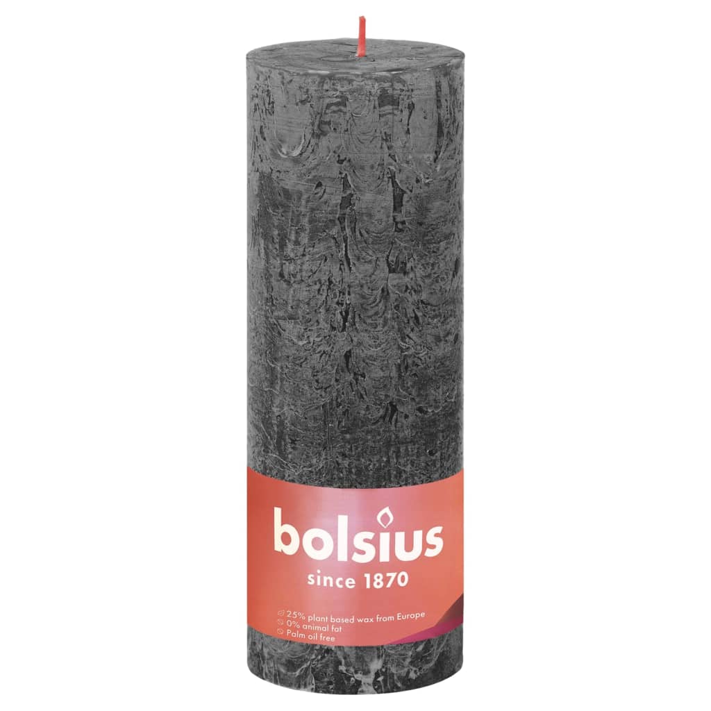 Bolsius Rustikale Stumpenkerzen Shine 4 Stk. 190x68 mm Sturmgrau Stilecasa