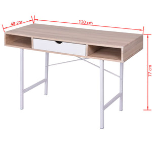 Schreibtisch mit 1 Schublade Eiche und Weiß Stilecasa