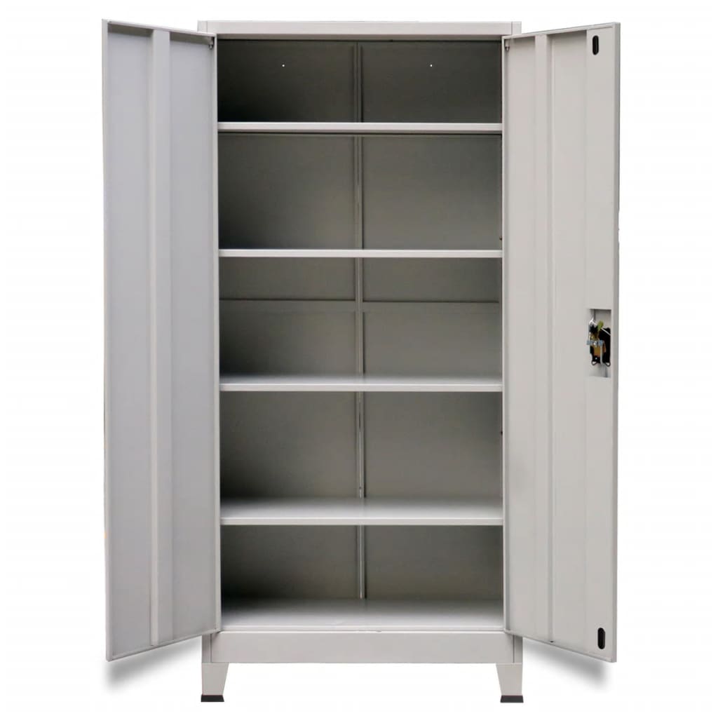 Büroschrank mit 2 Türen Stahl 90x40x180 cm Grau Stilecasa