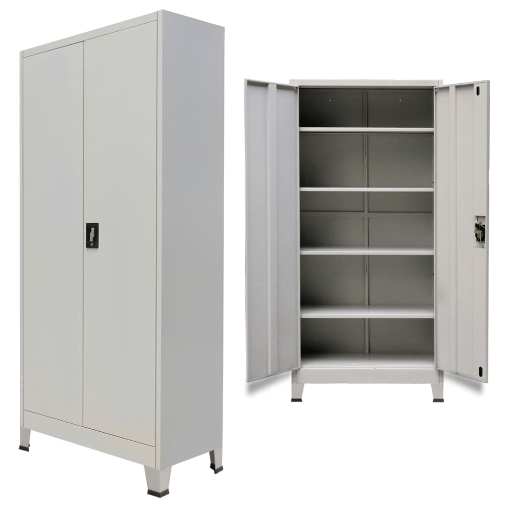 Büroschrank mit 2 Türen Stahl 90x40x180 cm Grau Stilecasa