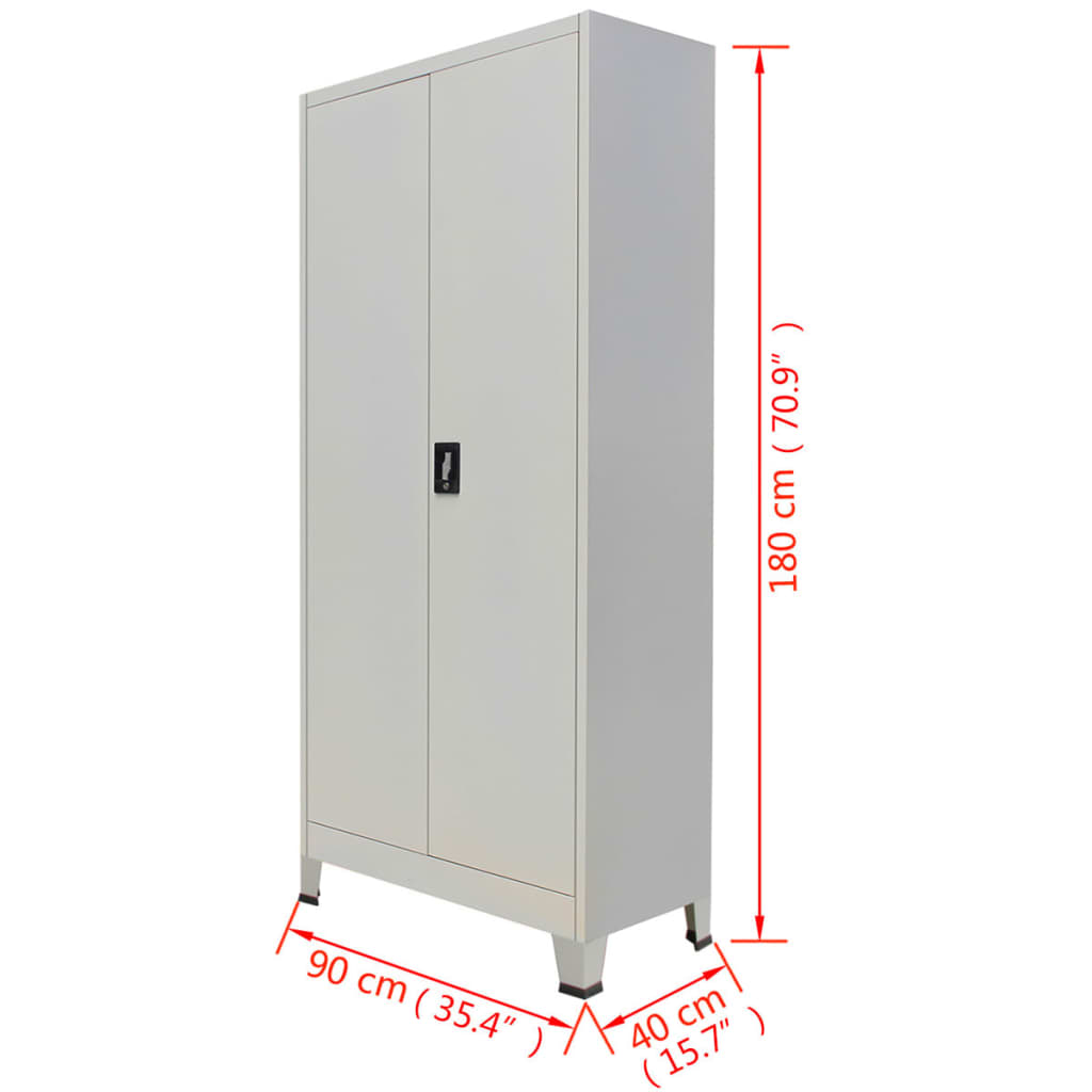 Büroschrank mit 2 Türen Stahl 90x40x180 cm Grau Stilecasa