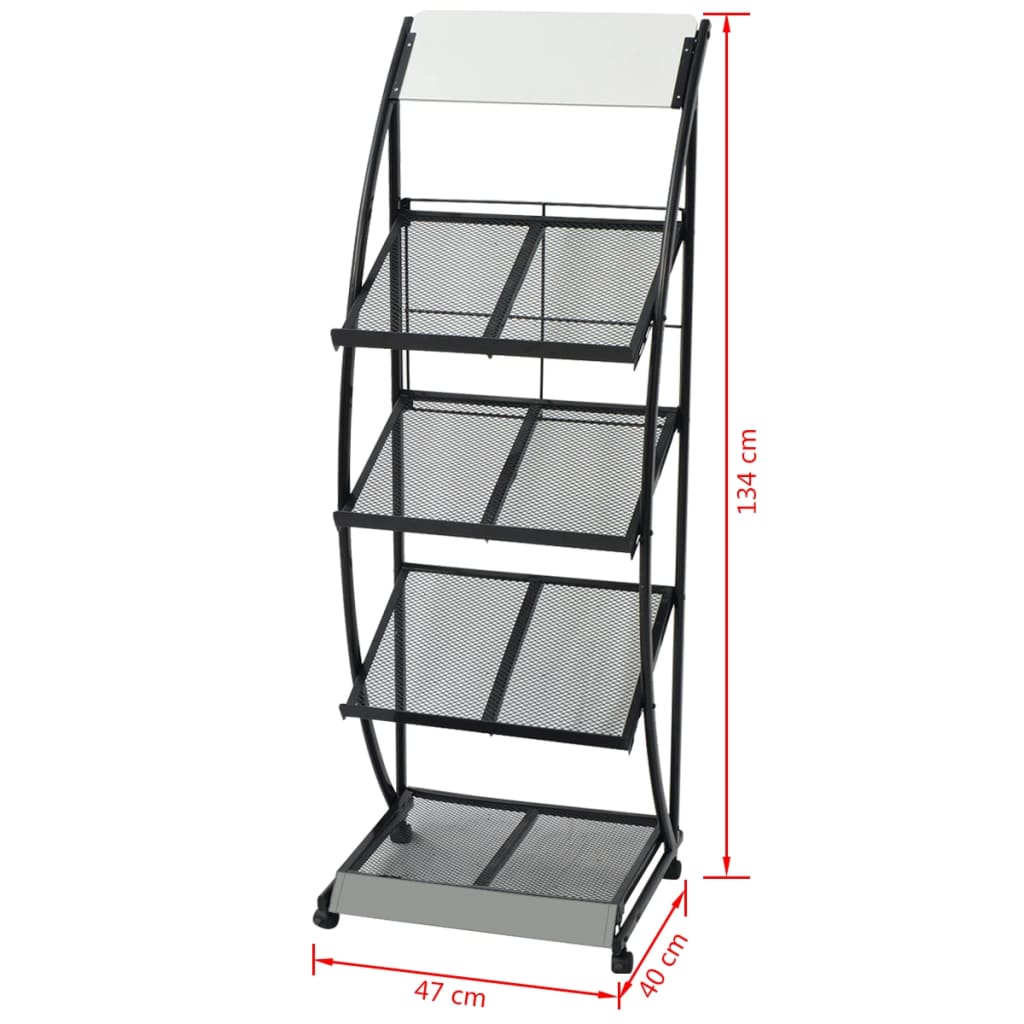 Zeitschriftenständer 47 x 40 x 134 cm Schwarz und Weiß A4 Stilecasa