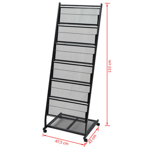 vidaXL Zeitschriftenständer 47,5×43×133 cm Schwarz A4