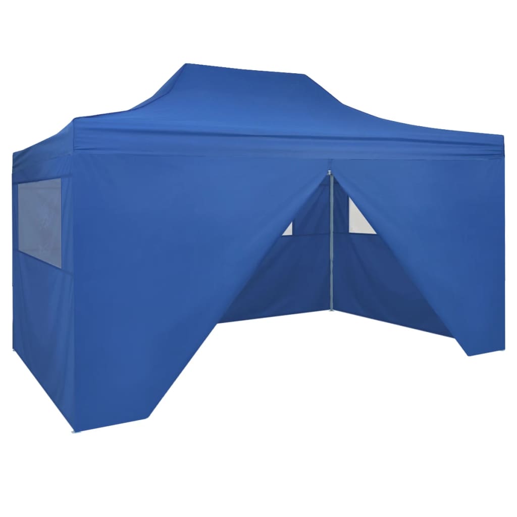 Faltzelt Pop-Up mit 4 Seitenteilen 3x4,5 m Blau