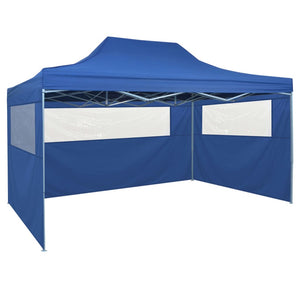 Faltzelt Pop-Up mit 4 Seitenteilen 3x4,5 m Blau