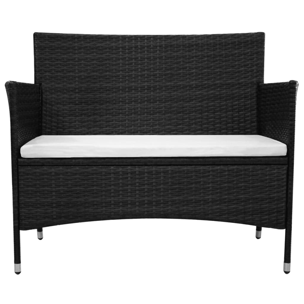 vidaXL Gartenbank 90 cm Poly Rattan Schwarz