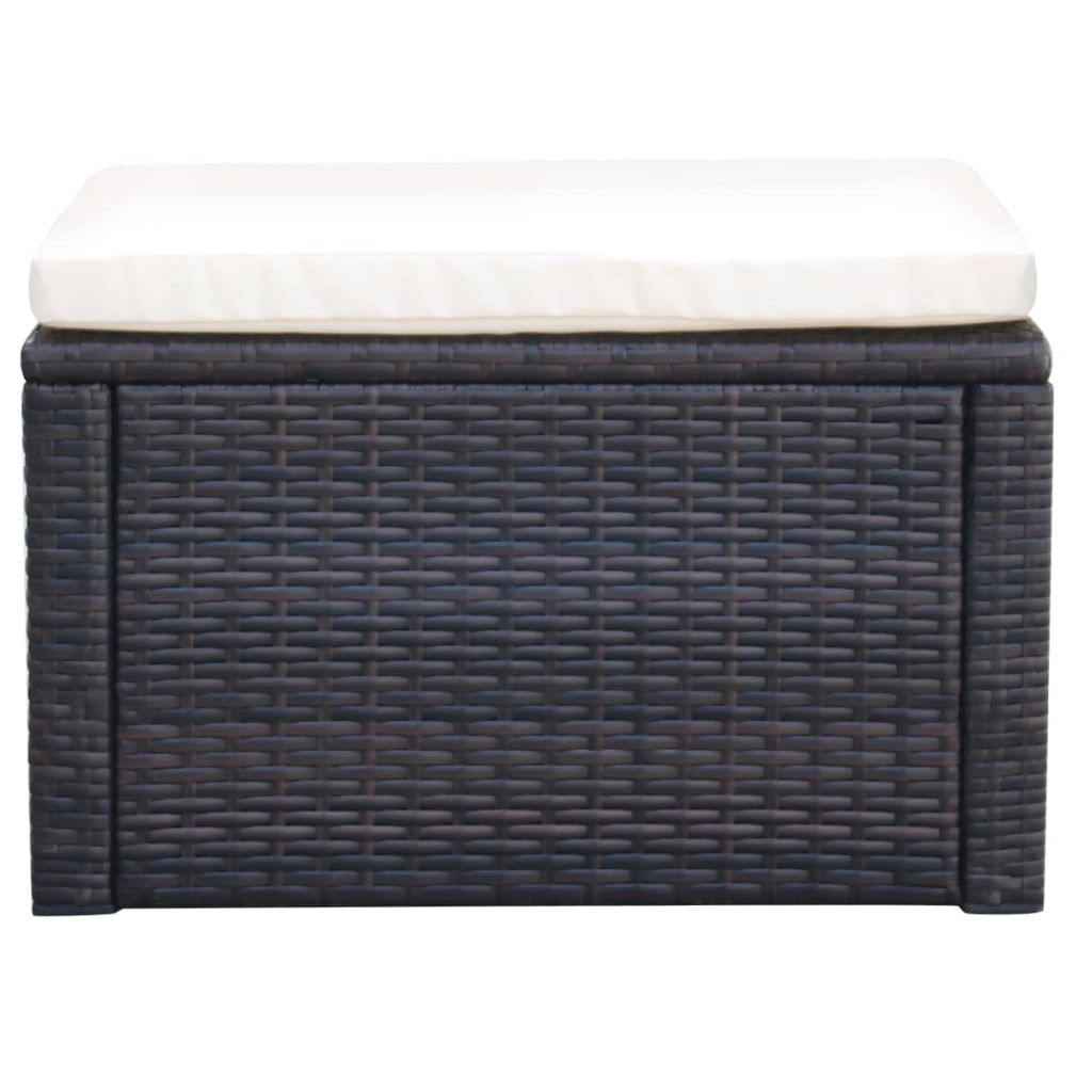 vidaXL Hocker mit Kissen Poly Rattan 53×53×30 cm Braun