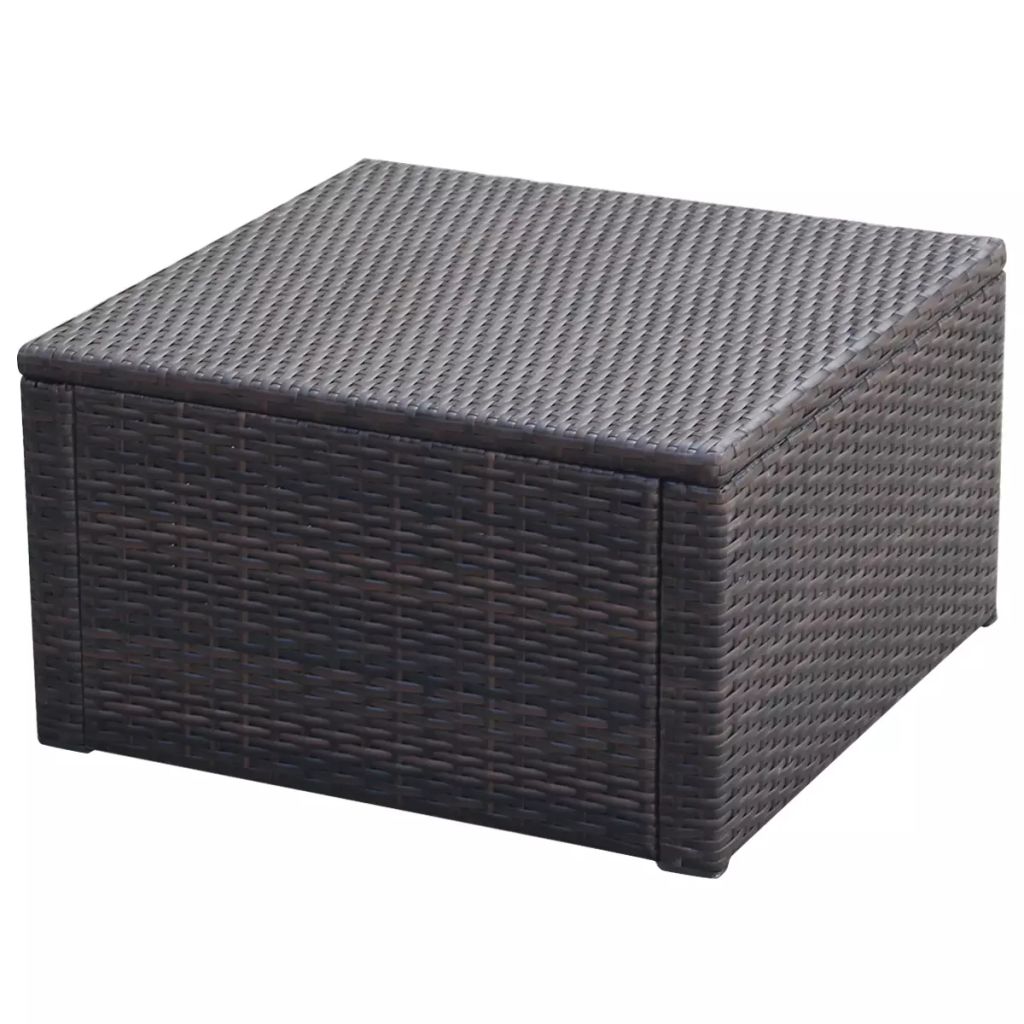 vidaXL Hocker mit Kissen Poly Rattan 53×53×30 cm Braun