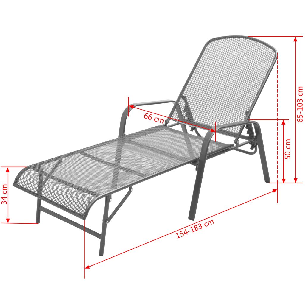 Sonnenliegen 2 Stk. mit Tisch Stahl Anthrazit