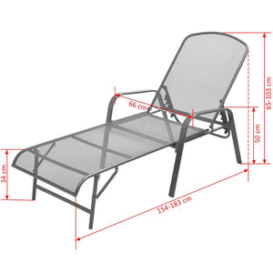 Sonnenliegen 2 Stk. mit Tisch Stahl Anthrazit