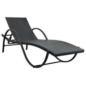 Sonnenliege mit Auflage Poly Rattan Schwarz Stilecasa