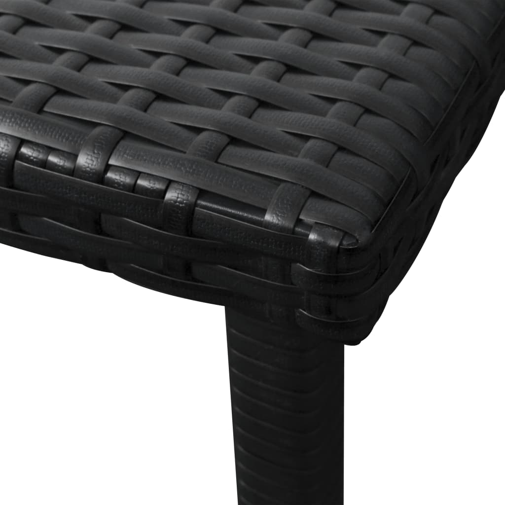 Sonnenliege mit Auflage & Tisch Poly Rattan Schwarz