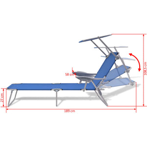 Sonnenliege mit Sonnenschutz Stahl Blau