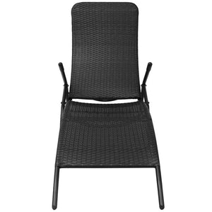 Sonnenliege Klappbar Poly Rattan Schwarz