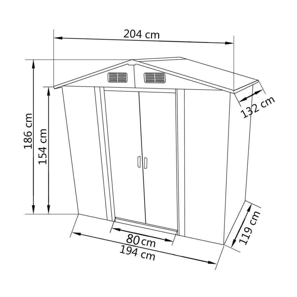 Gartenschuppen Grau Metall 204 x 132 x 186 cm Stilecasa