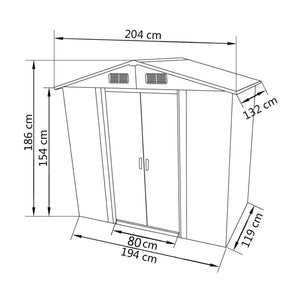 Gartenschuppen Grau Metall 204 x 132 x 186 cm Stilecasa