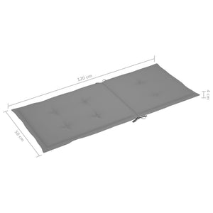 vidaXL Gartenstuhlauflagen für Hochlehner 2 Stk. Grau 120x50x3cm Stoff