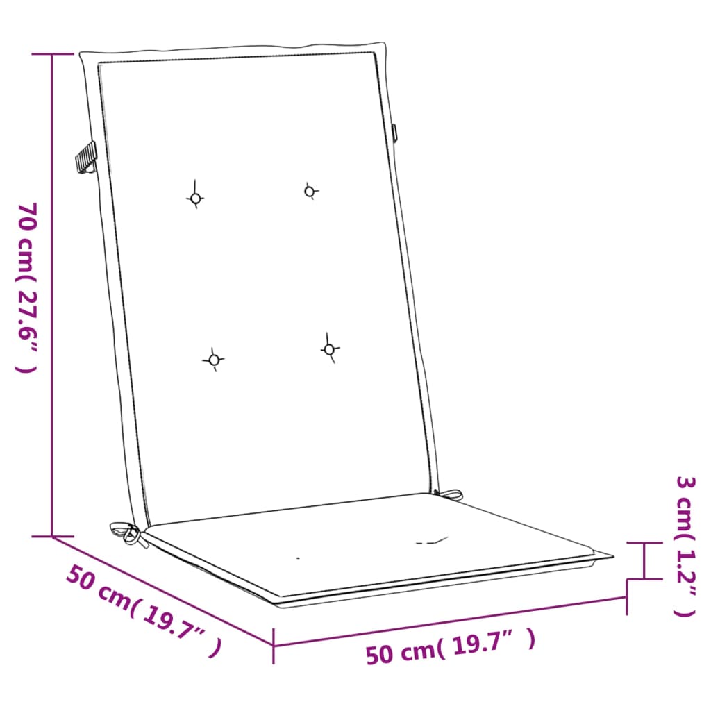 vidaXL Gartenstuhlauflagen für Hochlehner 2 Stk. Grau 120x50x3cm Stoff