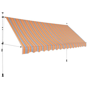 Einziehbare Markise Handbetrieben 350 cm Gelb/Blau Gestreift Stilecasa