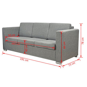 vidaXL 3-Sitzer-Sofa Stoff Hellgrau